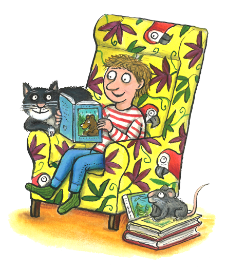 Lesendes Kind im Sessel
